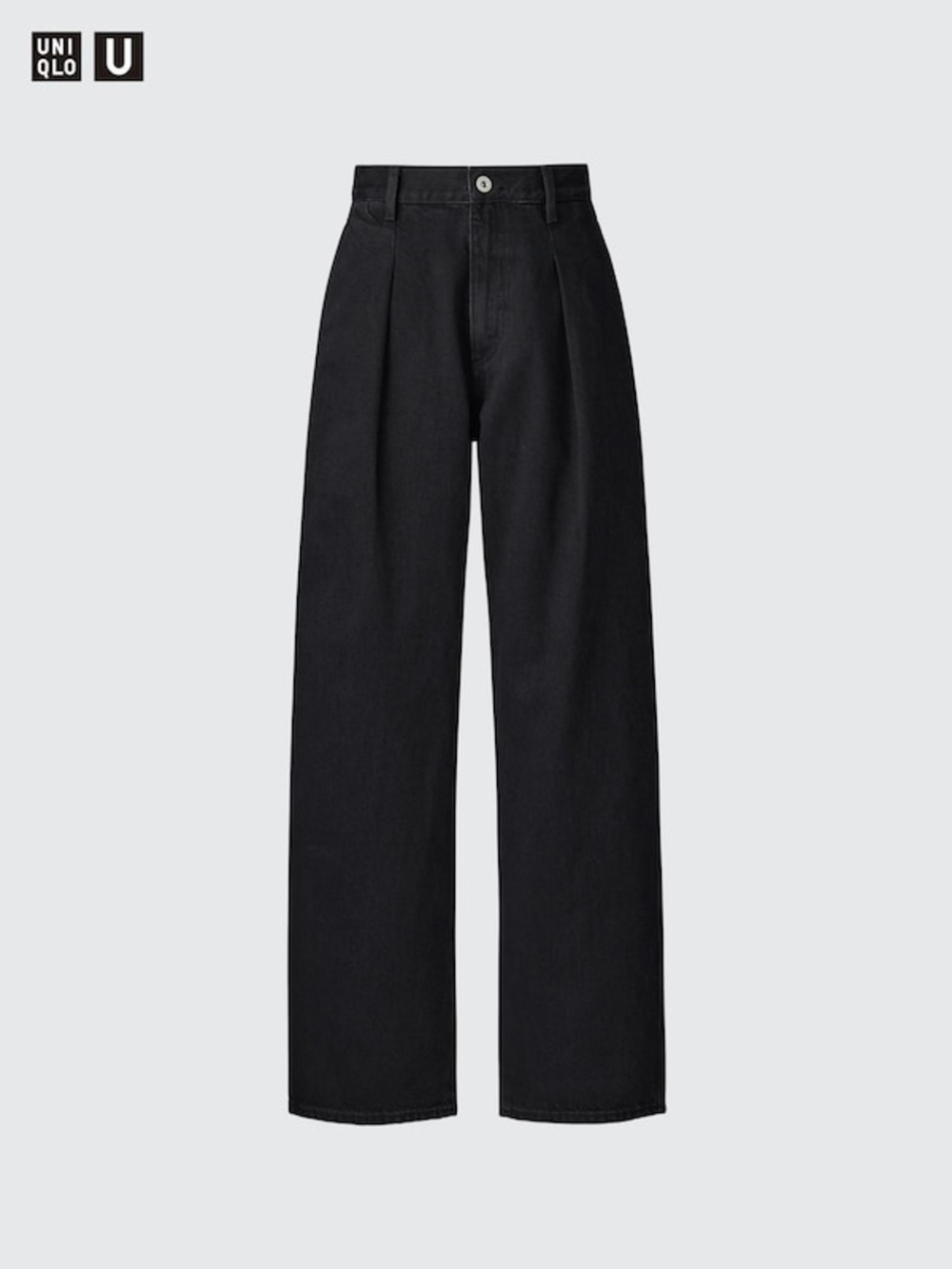 Uniqlo U High-Rise Denim Pleated Pants in Black Size 26